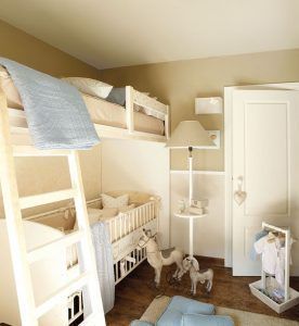 dormitorio infantil con muebles blancos