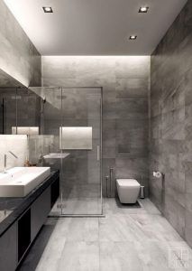 baño moderno tonos grises