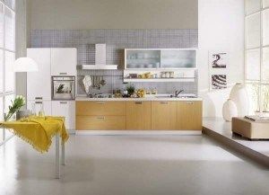 cocina con piso de microcemento