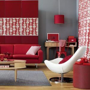 living pared roja y gris