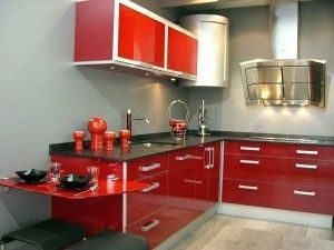 cocina pequeña roja