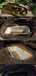 estanque de jardin con bañera reciclada e1542395722644