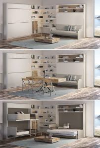 Muebles Inteligentes y funcionales Sala de estar se convierte en dormitorio