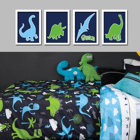 dormitorio infantil con dinosaurios