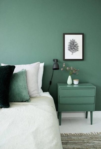 dormitorio moderno Verde azulado y blanco