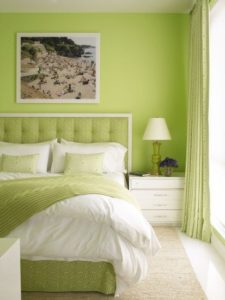 dormitorio moderno Verde manzana y blanco