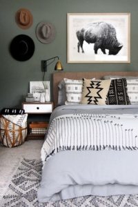 dormitorio moderno Verde oliva y gris