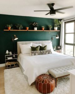 dormitorio moderno Verde oscuro y blanco