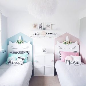 dormitorio pequeño para nenas de unicornio