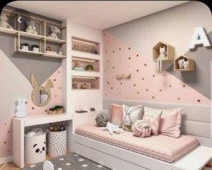 habitacion para nenas con rosa gris y blanco