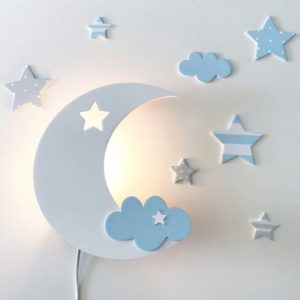 lampara infantil para pared con luz suave para dormir forma de luna