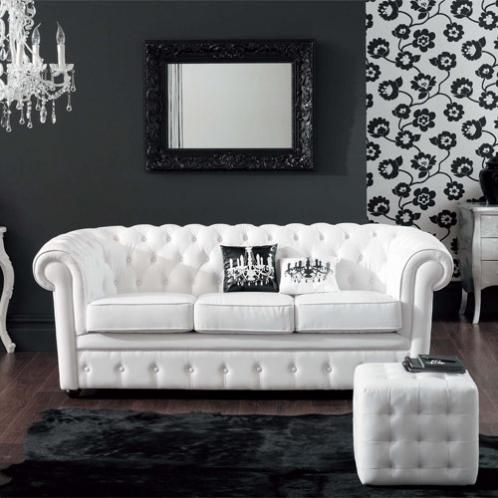 sofa rococo blanco en decoracion moderna