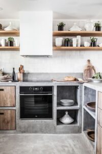 cocina microcemento rustica y moderna