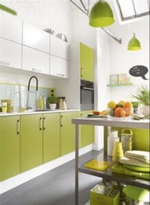 cocina moderna verde lima muebles