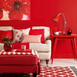 sala de estar retro de color rojo