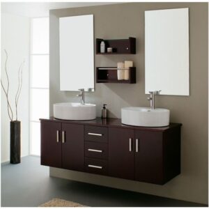 Mueble doble lavado baño madera de wengué